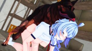 Genshin Impact - Ganyu mating with a dog