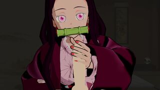 Nezuko playing with a penis - Demon Slayer