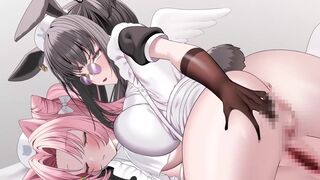 Heat-Generating Kemo-Mimi Clinic - Kurokami Rabi & Kioka Emi H scene