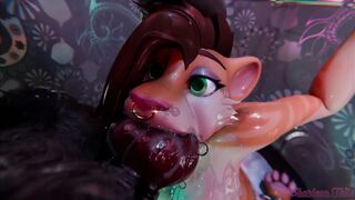 ROUGH throatfuck with werewolf