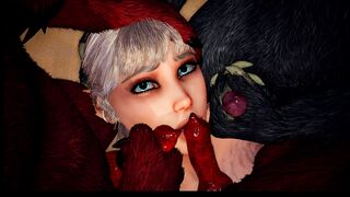 The captured busty elf was overwhelmed and indulged in all her holes nonstop.