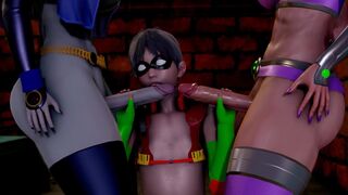 [Teen Titans] Futas Raven and StarFire Fucks Robin In Ass