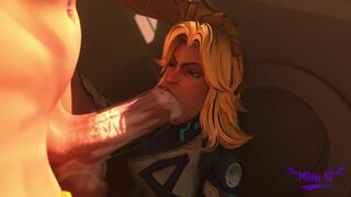 Invisible woman (Sue Storm) and Angela blowjob