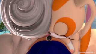 Sage and Cream enjoying Beach with Sonic