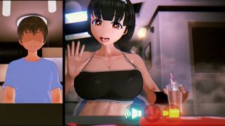 Girlfriend showing boyfriend her new favorite drink