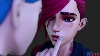 Jinx and Vi kissing (4K)