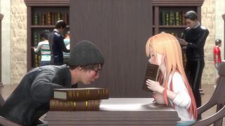 Marin having fun in a library