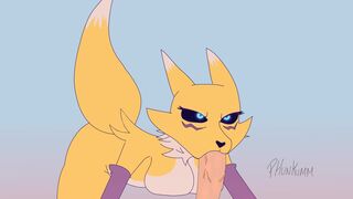 Renamon Deepthroat to Oral Creampie Loop (Sounded) [Digimon NSFW Animation]
