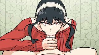 Yor is giving Loid the best blowjob of his life