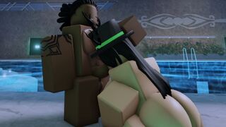 Fucking a rich girl by the pool in Roblox