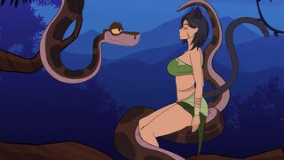 Kaa coils two girls