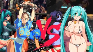 Miku VS. Chun-Li and Squigly VS. Morrigan | MUGEN