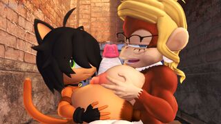 Ana and Kate Give Lok a Double Boobjob in an Alley and Then He Cums [CounterSFM]