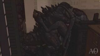 Godzilla and female Muto having a fun time (ao1)