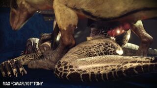 Nurja gets fucked by a dinosaur!