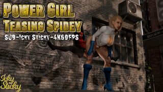 Power Girl Teasing Spidey [SUB][Icky Sticky][4K60FPS]