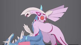 Dialga and Palkia are fighting for domination
