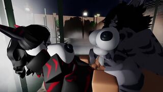 Relaxing in the Hot Springs With two shark girls