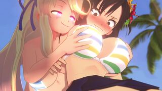 Katsuragi has some fun with Asuka (topless) [GTSCasey]