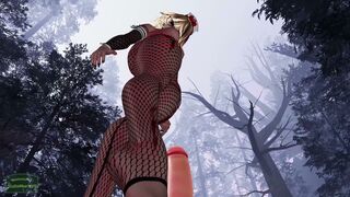 Silent Hill Nurse steps on your sinful body before giving you a footjob