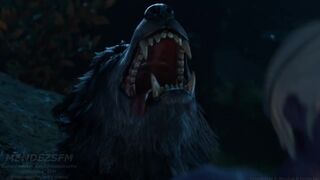 Dark elf rides werewolf