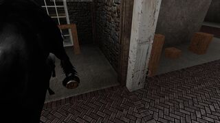 Percheron stallion mating with an Angus cow