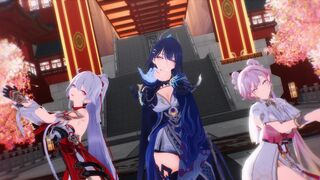 [MMD/HonkaiImpact] Mei+Kiana+Elysia - 桃源恋歌 (Half Naked Ver.)