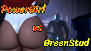PowerGirl versus Greenstud