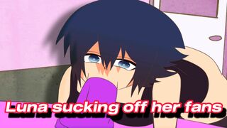 Luna likes to imagine that she is sucking her fans.