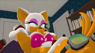 Rouge giving Tails sloppy