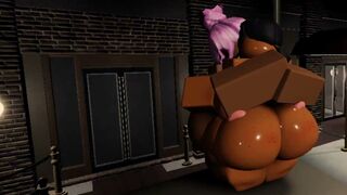 Two naked girls infront of Hotel