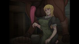 Claire milks a bull with her entire body..