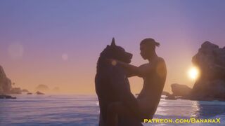 By the Beach: Man & Gay Wolf Make Love