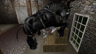 Percheron Stallion But His Penis in the Snake's Anus