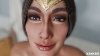Wonder Woman handjob and swallow pov