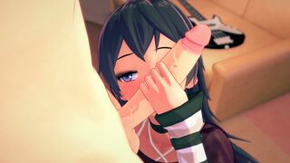 Teen brunette licking a cock