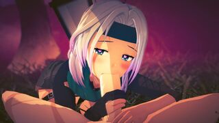 White haired girl caught you in a blowjob