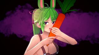 Greenhead bunny girl giving signs