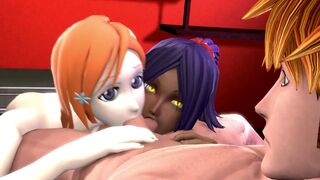 Orihime & Yoruichi Blowjob