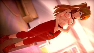 Asuka showing off her big boobs [Neon Genesis Evangelion]