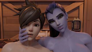 Widowmaker has sex with Tracer in the garage. True Facials