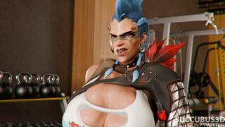 Junker Queen GAPED Mei at the gym and INFLATED her stomach