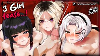 [3 Vtubers] 3 Sexy Girl Lingerie Tease & Devour Your Dick in Triple Oral