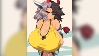 Cow printed girl shakes boobs