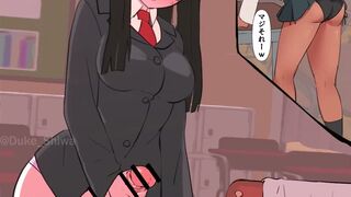 Futanari masturbating at school.