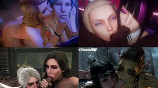 Double whore bj split screen