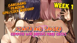 [Voiced and Animated JOI] Hinata and Sakura Compete Who Drains More Cocks - Week 1