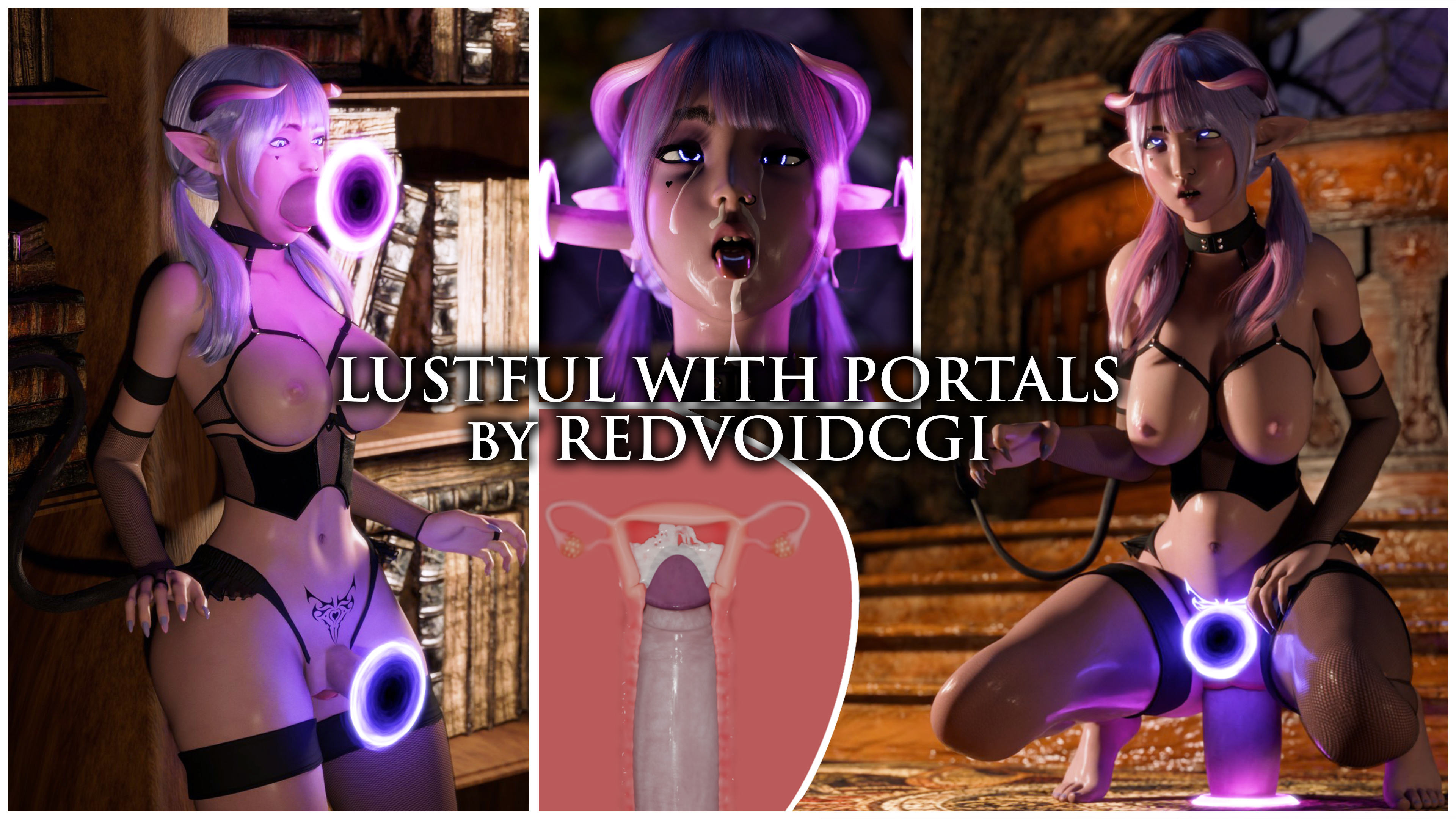 Lustful with Portals by Redvoidcgi (Succubus Futanari deepthroats creampies herself)