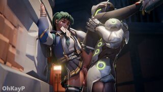 Schoolgirl Kiriko and Genji in an alley