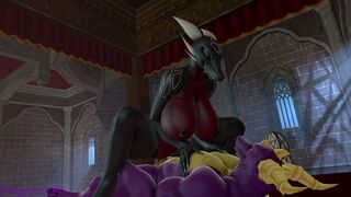 Corrupted Cynder enjoying cowgirl pose on Spyro